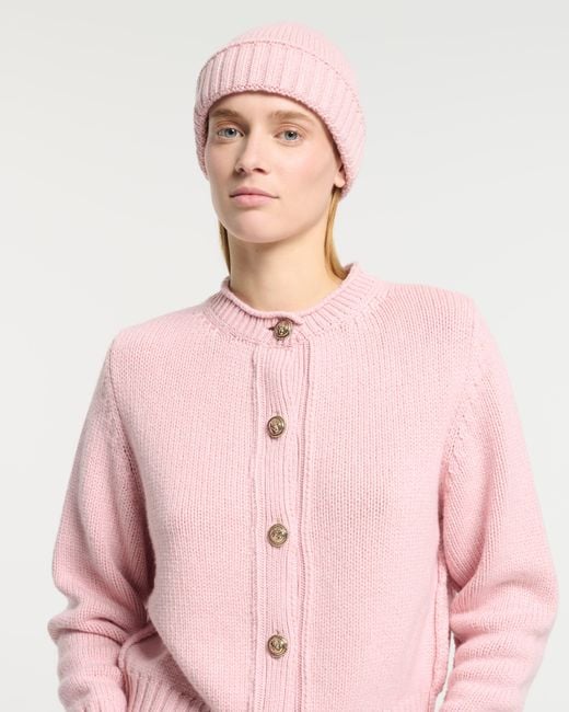 Barrie Pink Chunky Cashmere Beanie