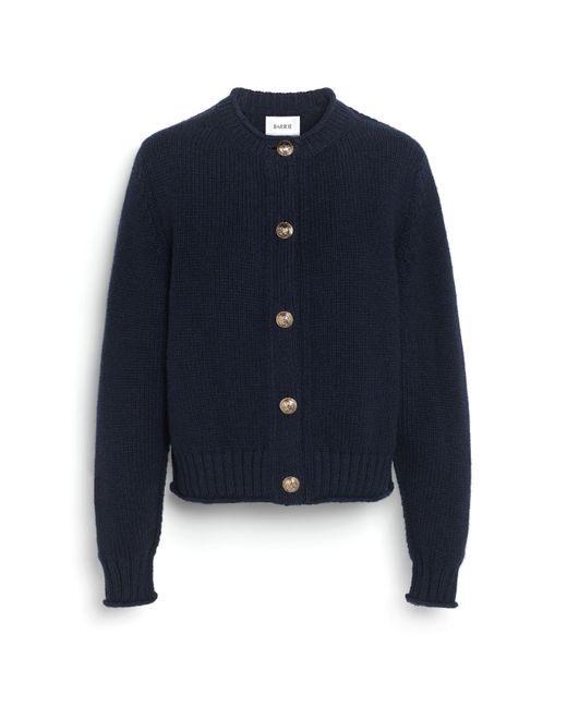 Barrie Blue Cardigan In Chunky Cashmere With Gold Buttons