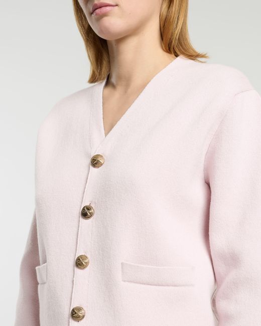 Barrie Pink V-neck Cardigan In Cashmere And Wool