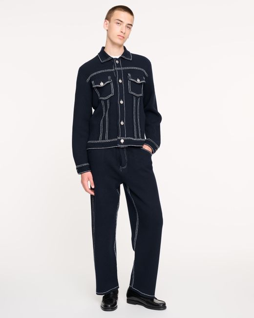Barrie Blue Denim Cashmere And Cotton Jacket for men