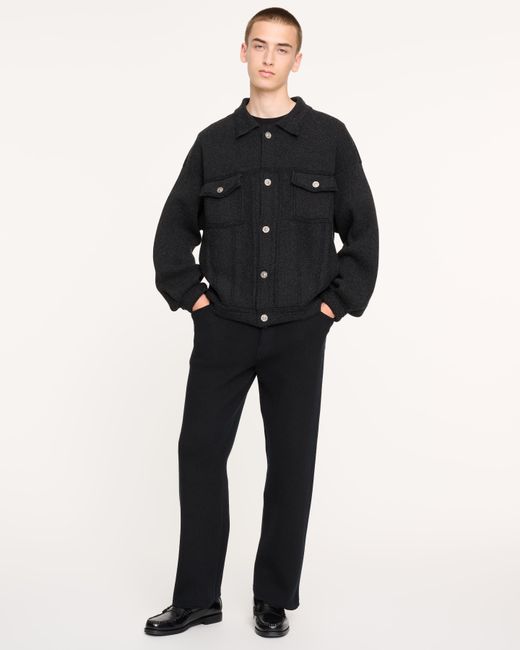Barrie Black Denim Oversized Cashmere And Cotton Jacket for men