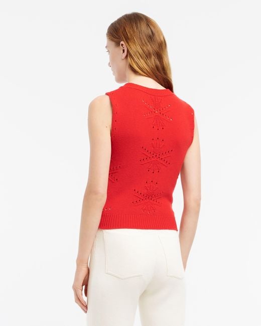 Barrie Red Cashmere And Cotton Top With An All-over Motif