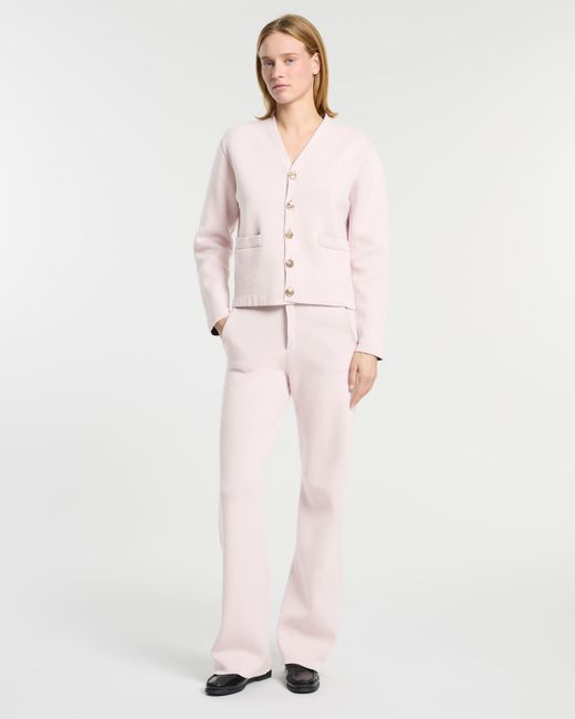Barrie Pink V-neck Cardigan In Cashmere And Wool