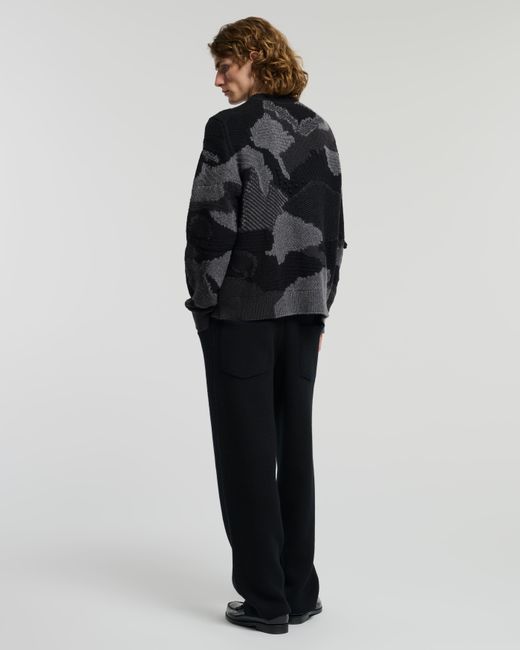 Barrie Black Cashmere Sweater With Landscape Motif for men