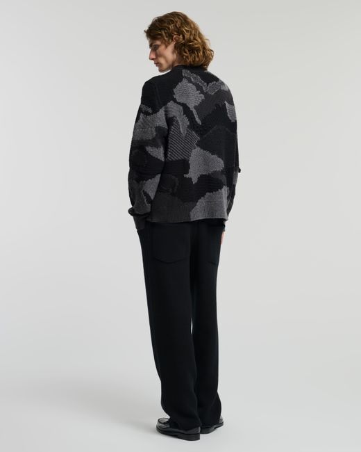 Barrie Black Cashmere Sweater With Landscape Motif for men
