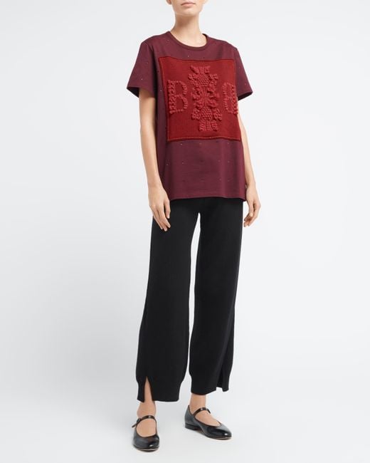 Barrie Red Sparkling T-shirt With Logo Cashmere Patch