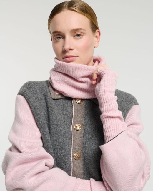 Barrie Pink Long Cashmere Fingerless Gloves