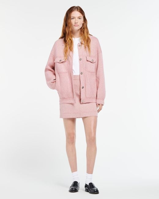 Barrie Pink Denim Cashmere And Cotton Skirt