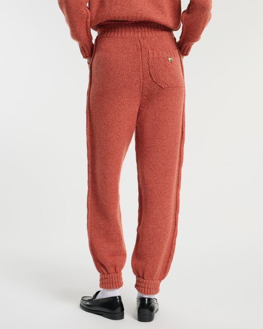 Barrie Red Trousers In Chunky Cashmere