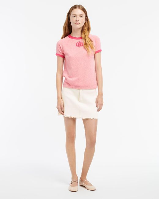 Barrie Pink Mottled Cashmere Top With B Logo