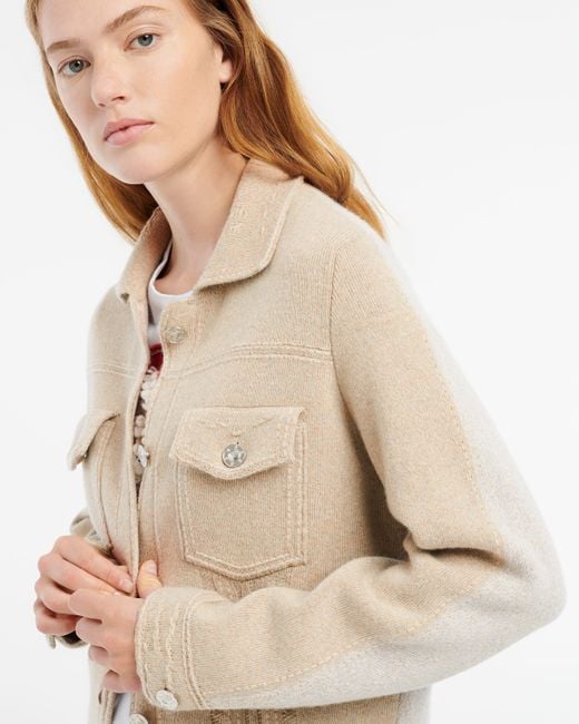 Barrie Natural Denim Patchwork Regular Cashmere And Cotton Jacket