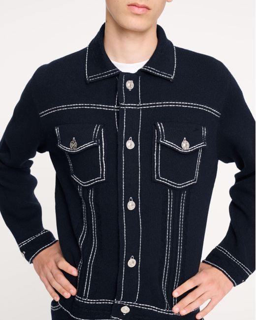 Barrie Blue Denim Cashmere And Cotton Jacket for men