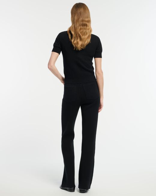 Barrie Black Cotton And Cashmere Top With Jewelled Buttons