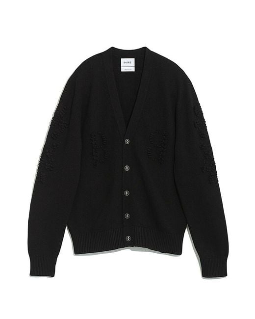 Barrie Black 3d Logo V-neck Cashmere Cardigan for men