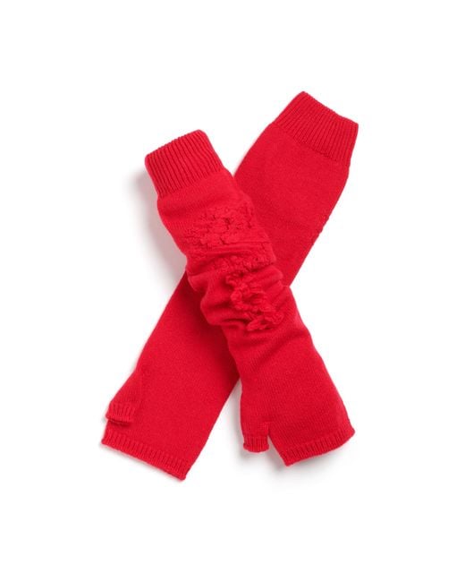 Barrie Red Cashmere Fingerless Gloves