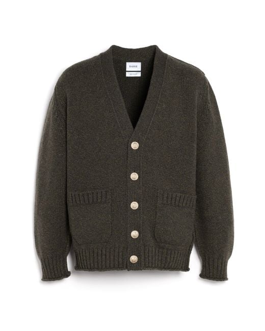 Barrie Black Chunky Cashmere Cardigan With Gold Buttons for men