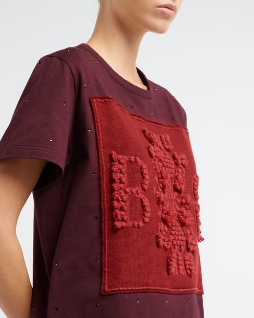 Barrie Red Sparkling T-shirt With Logo Cashmere Patch