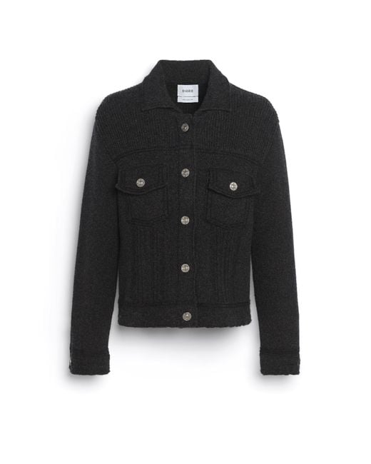 Barrie Black Denim Fitted Cashmere And Cotton Jacket