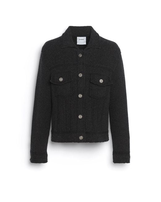 Barrie Black Denim Fitted Cashmere And Cotton Jacket