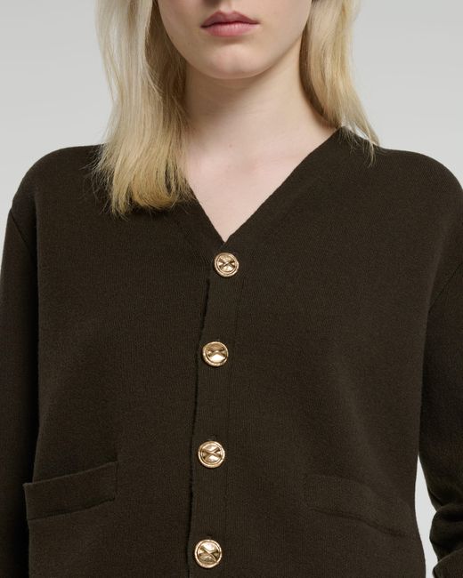 Barrie Black V-neck Cardigan In Cashmere And Wool