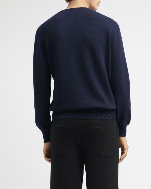 Barrie Blue Round Neck Cashmere B Label Pullover for men