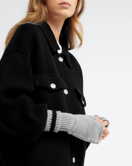 Barrie Gray Shearling-effect Cashmere Fingerless Gloves