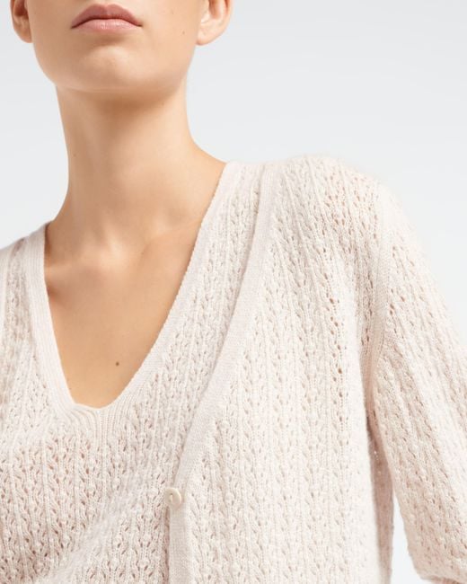 Barrie White Cashmere Lace Cardigan