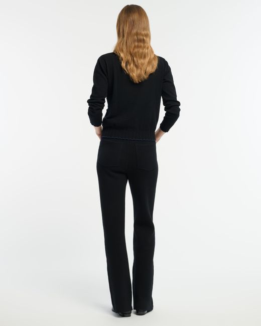Barrie Black Lightweight Cashmere And Cotton Sweater With Ribbed Detailing