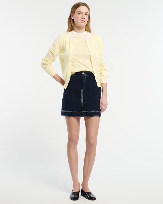 Barrie Yellow Lightweight Cashmere And Cotton Cardigan With Ribbed Detailing
