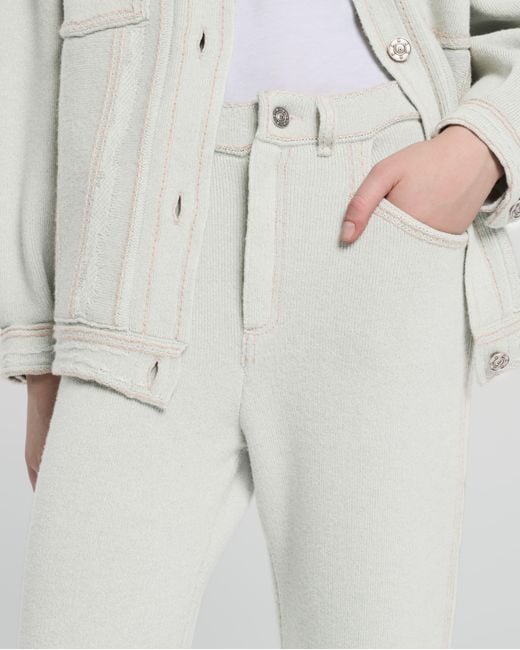 Barrie White Denim Cashmere And Cotton Trousers