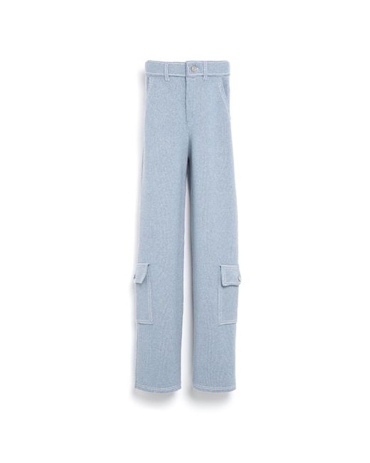 Barrie Blue Denim Cargo Trousers In Cashmere And Cotton