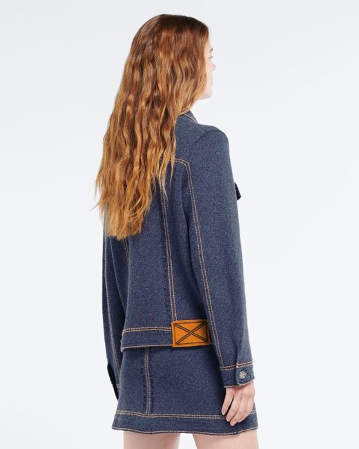 Barrie Blue Denim Cashmere And Cotton Skirt