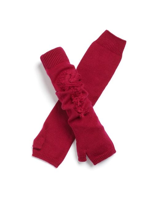 Barrie Red Cashmere Fingerless Gloves