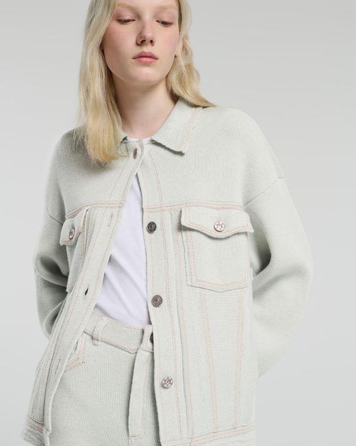 Barrie White Denim Cashmere And Cotton Trousers
