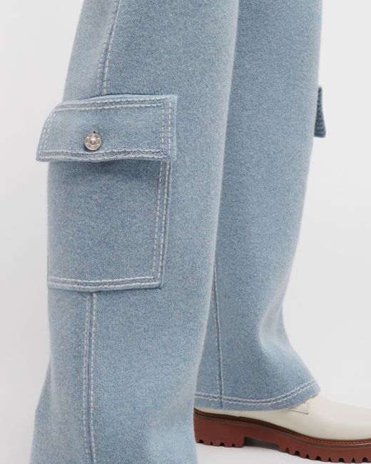 Barrie Blue Denim Cargo Trousers In Cashmere And Cotton