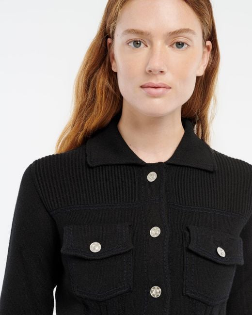 Barrie Black Denim Fitted Cashmere And Cotton Jacket