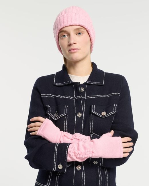 Barrie Blue Cashmere Fingerless Gloves