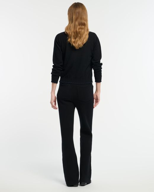 Barrie Black Lightweight Cashmere And Cotton Cardigan With Ribbed Detailing