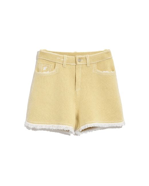 Barrie Natural Denim Fringed Cashmere And Cotton Shorts