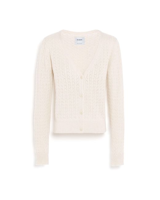 Barrie White Cashmere Lace Cardigan