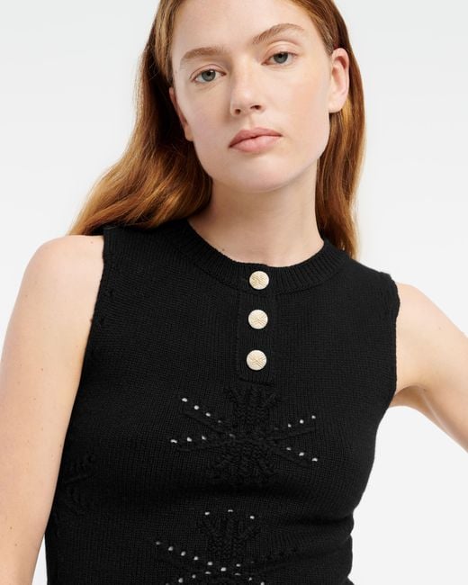 Barrie Black Cashmere And Cotton Top With An All-over Motif