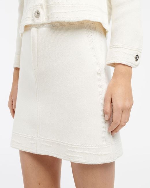 Barrie White Denim Cashmere And Cotton Skirt