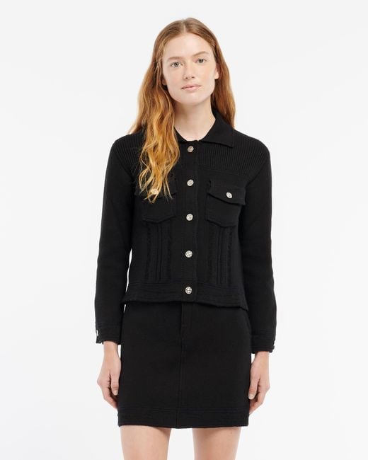 Barrie Black Denim Fitted Cashmere And Cotton Jacket