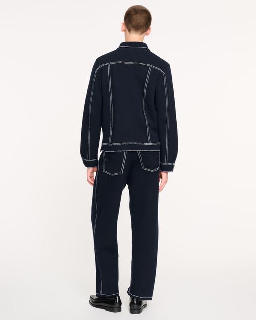 Barrie Blue Denim Cashmere And Cotton Jacket for men