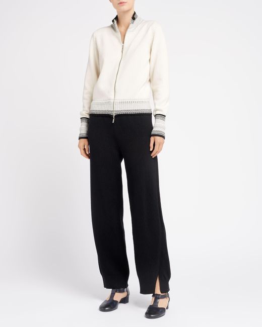 Barrie White Mottled Cashmere Zip-up Cardigan