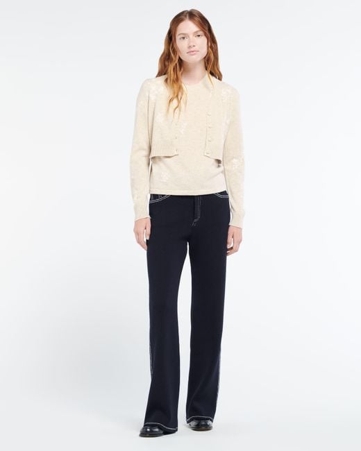 Barrie Natural Cashmere Cardigan With A Floral Motif