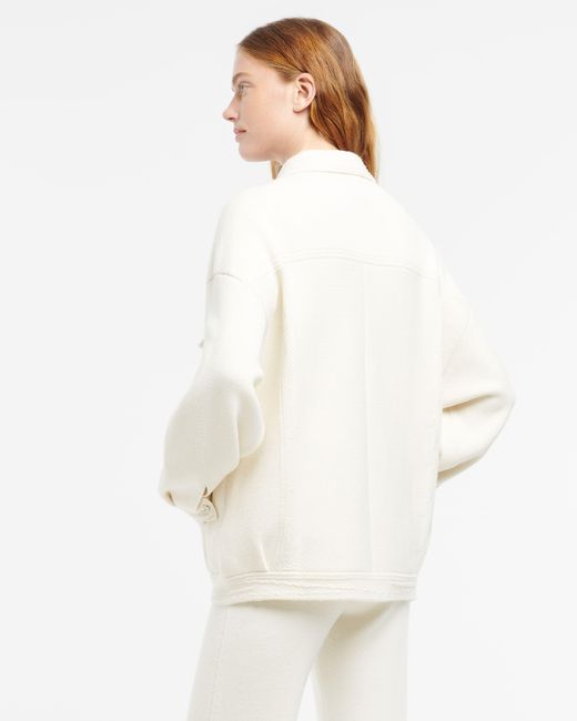 Barrie White Denim Oversized Cashmere And Cotton Jacket
