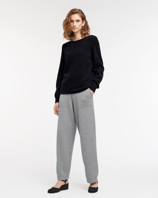 Barrie Black Cashmere Jumper With Thin Stripes