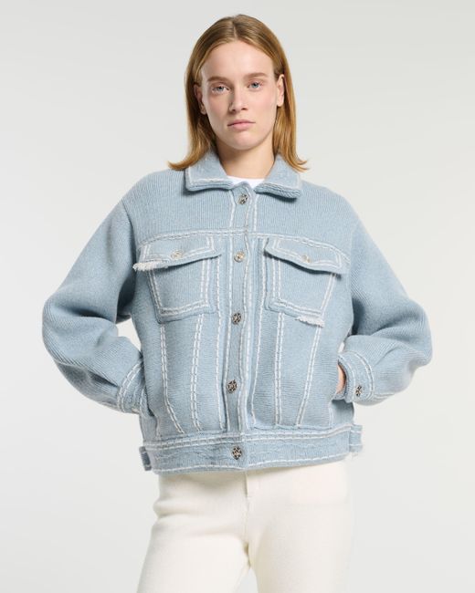 Barrie Blue Chunky Bomber-style Denim Jacket