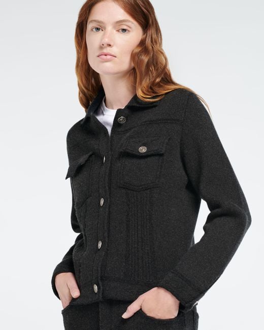 Barrie Black Denim Regular Cashmere And Cotton Jacket